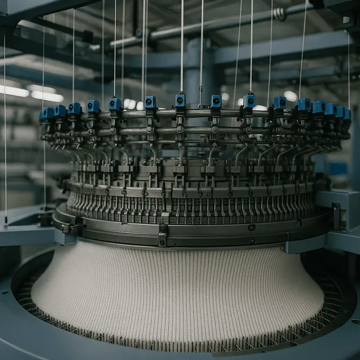 Knitting of jersey fabric