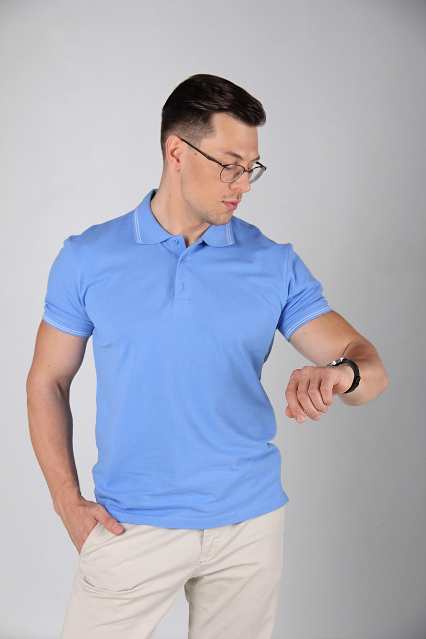 Men’s classic sky blue T-shirt, production sample